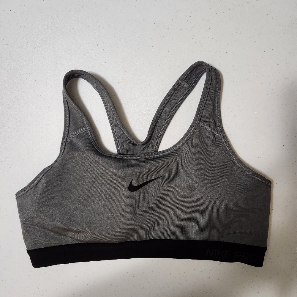 Nike Womens Sports Bra Pullover Workout Dri Fit Gray Large